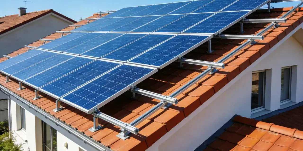 Panele fotowoltaiczne na dachu domu, zapewniające niezależność energetyczną. Fotowoltaika bez podłączenia do sieci to przyszłość.