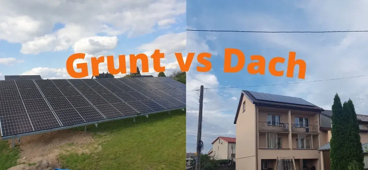 Panele fotowoltaiczne na gruncie i na dachu domu. Porównanie instalacji PV.