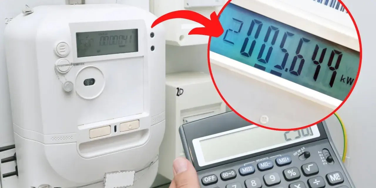 Jak odczytać licznik prądu? Wyświetlacz licznika pokazuje 2005.649 kWh. Kalkulator pomaga w zapisaniu wyniku.