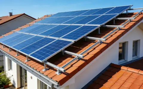 Panele fotowoltaiczne na dachu domu, zapewniające niezależność energetyczną. Fotowoltaika bez podłączenia do sieci to przyszłość.