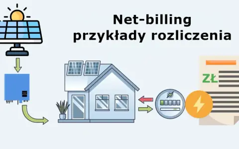 Schemat ilustruje, jak rozliczana jest fotowoltaika w systemie net-billing. Energia ze słońca trafia do domu, a nadwyżki są sprzedawane.