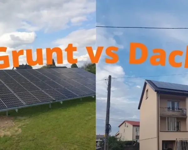 Panele fotowoltaiczne na gruncie i na dachu domu. Porównanie instalacji PV.