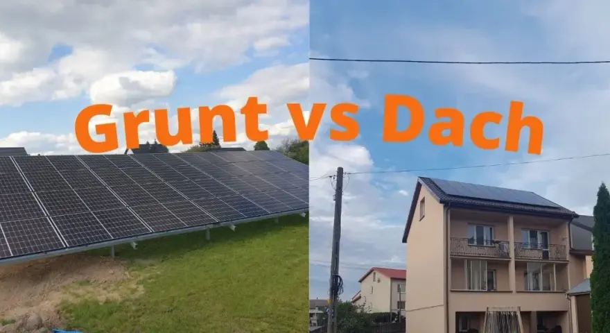 Panele fotowoltaiczne na gruncie i na dachu domu. Porównanie instalacji PV.