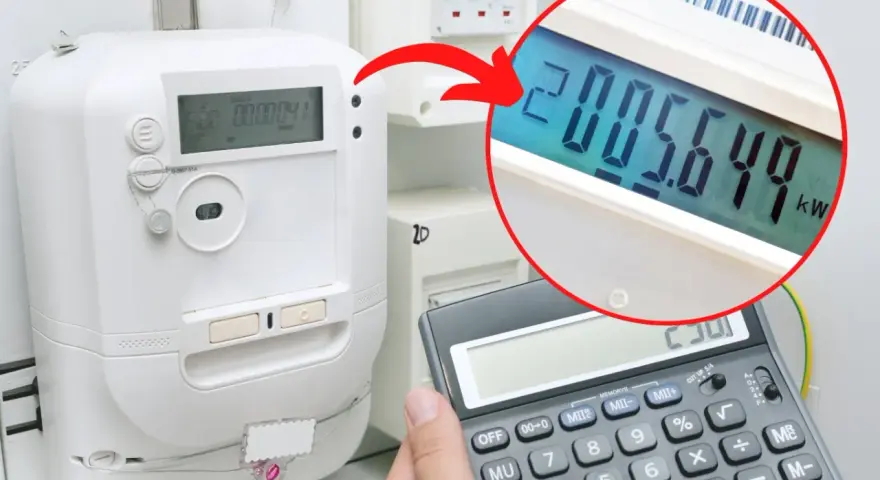 Jak odczytać licznik prądu? Wyświetlacz licznika pokazuje 2005.649 kWh. Kalkulator pomaga w zapisaniu wyniku.